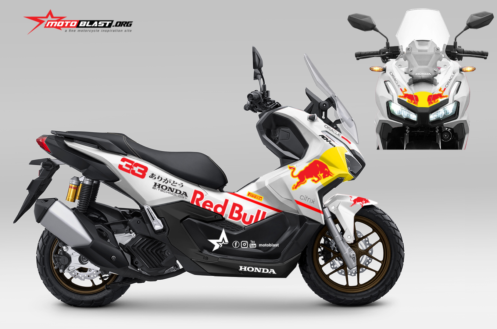 Modifikasi Striping Honda ADV 160 Redbull White Ferrari Formula 1