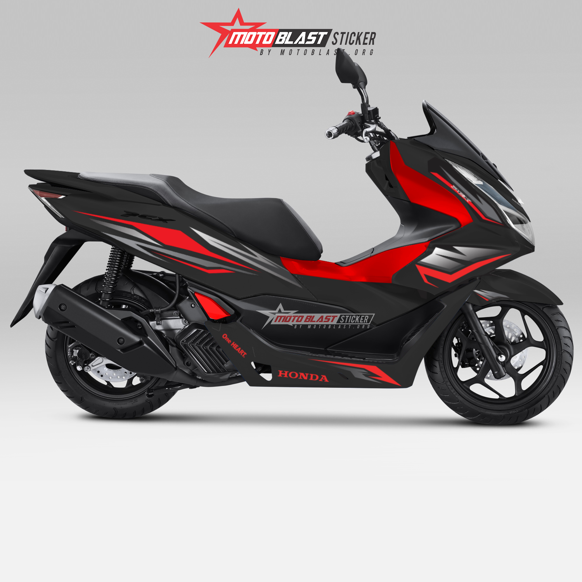 Modifikasi Striping Honda PCX 160 Black wings red - MOTOBLAST