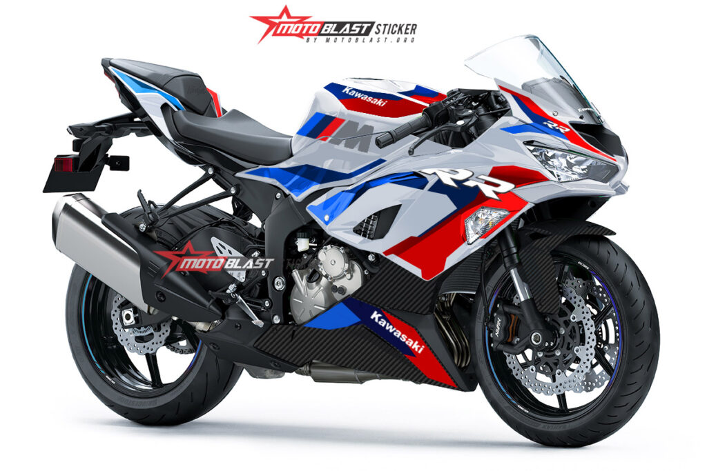 Modifikasi striping Kawasaki Ninja ZX6R Tricolor BMW - MOTOBLAST