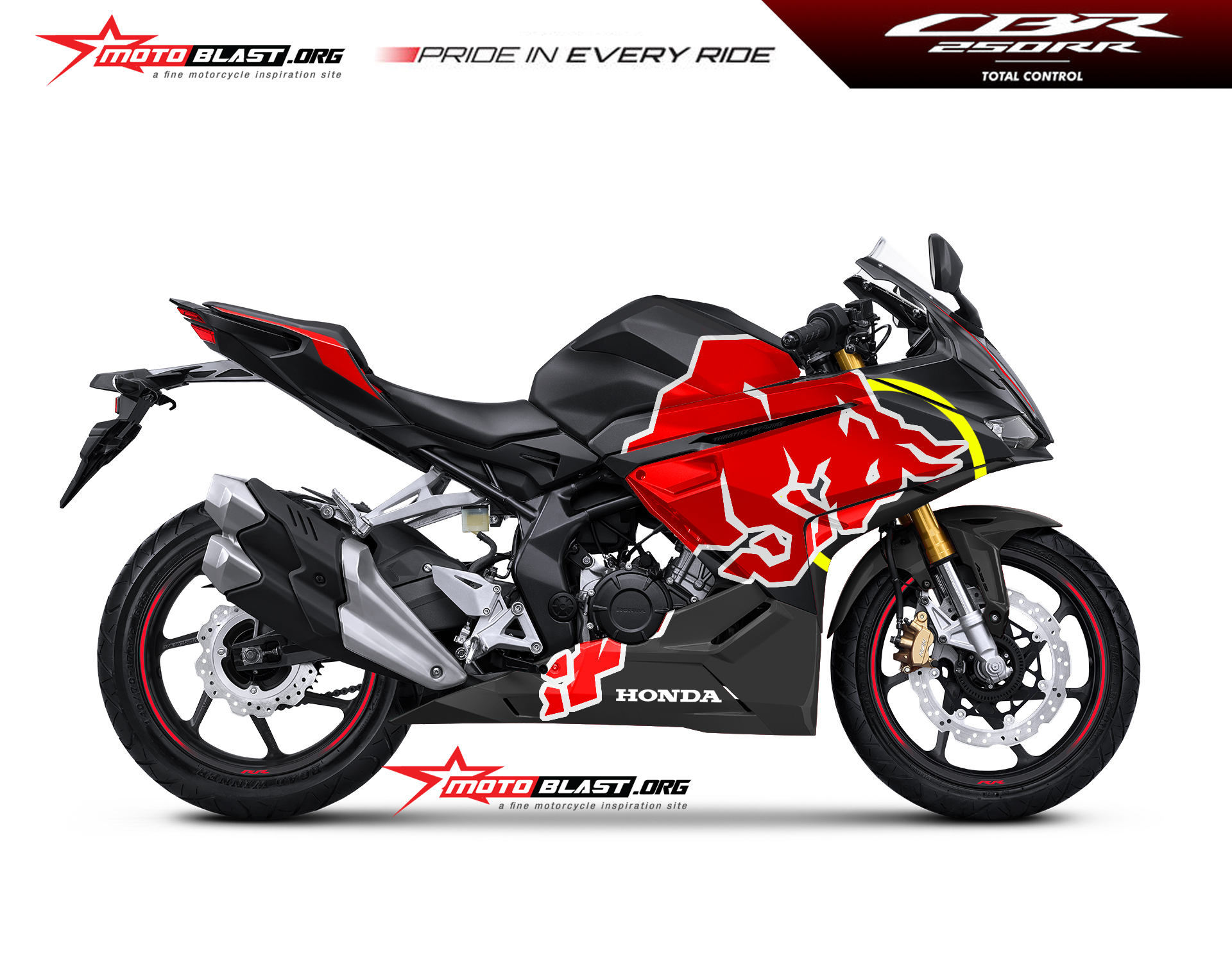 Modifikasi Striping Honda New Cbr250rr Black Redbull Motoblast