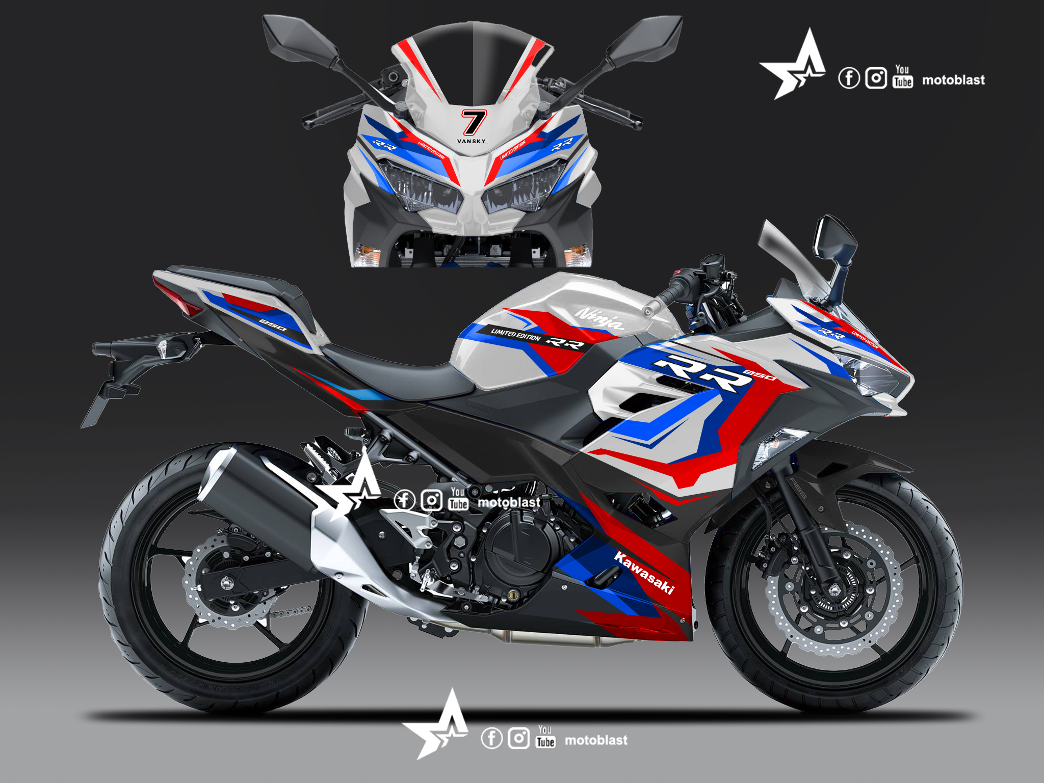 Modifikasi Striping Kawasaki Ninja 250r Fi 2018 Up Tricolor Bmw Motoblast