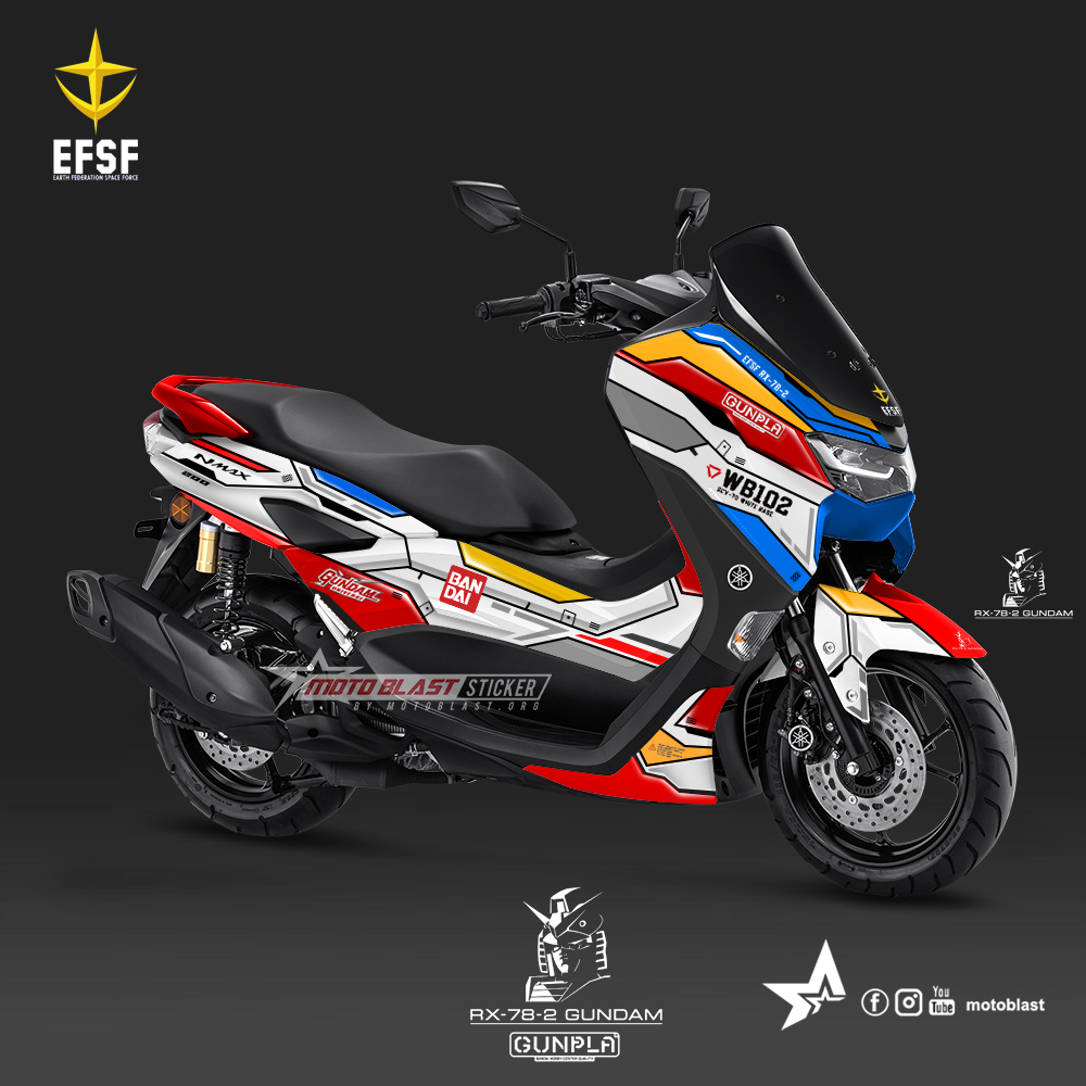 Modifikasi Striping Yamaha New Nmax Gundam RX 78-2 - MOTOBLAST