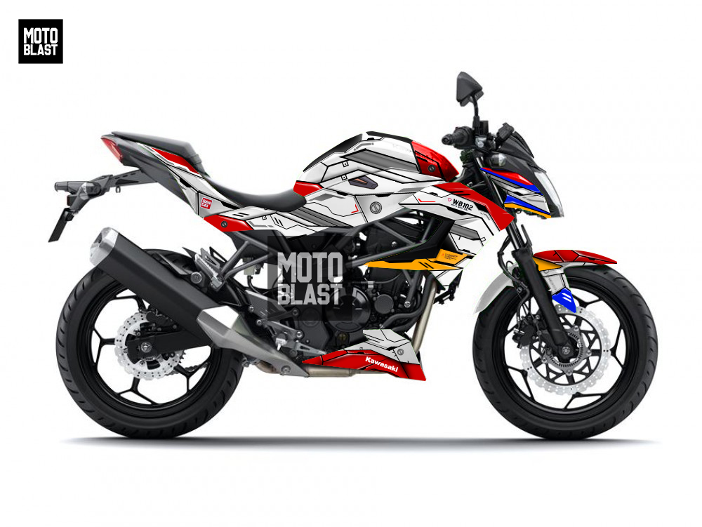 Modifikasi striping Kawasaki Z250SL Gundam RX 782 - MOTOBLAST