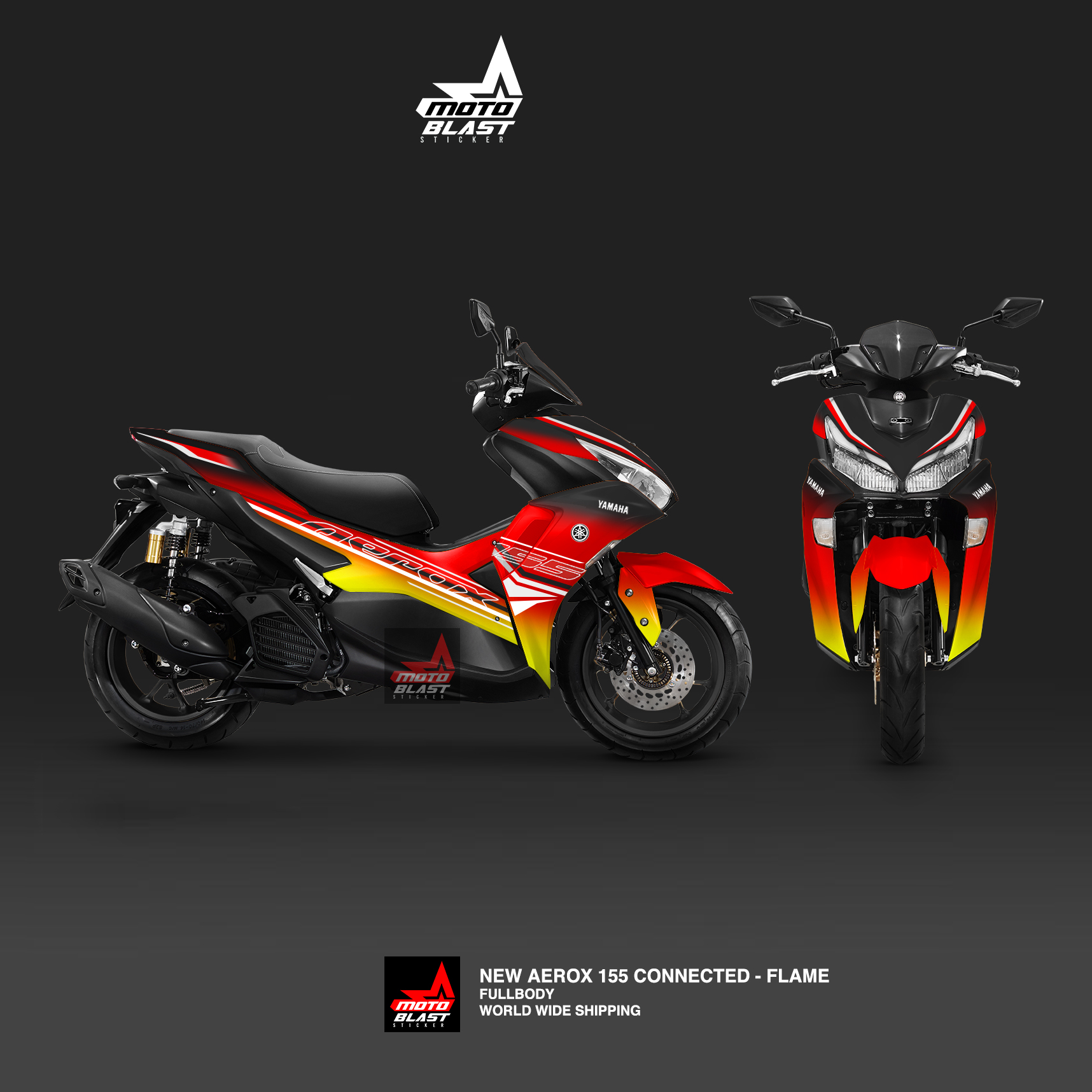 Modifikasi Striping Yamaha New Aerox Red Gradient yellow - MOTOBLAST