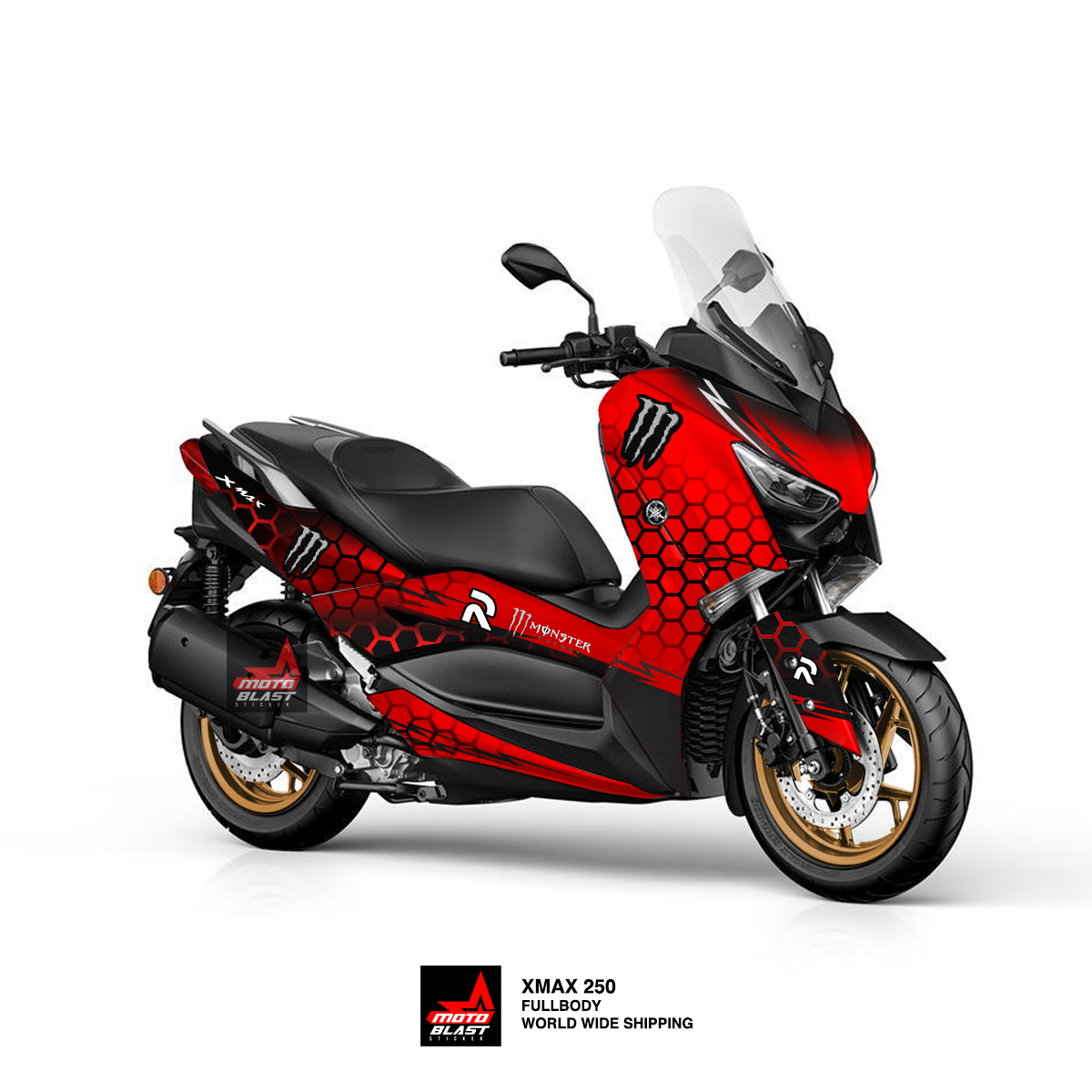 Modifikasi striping Yamaha Xmax 250 old red hexagon - MOTOBLAST