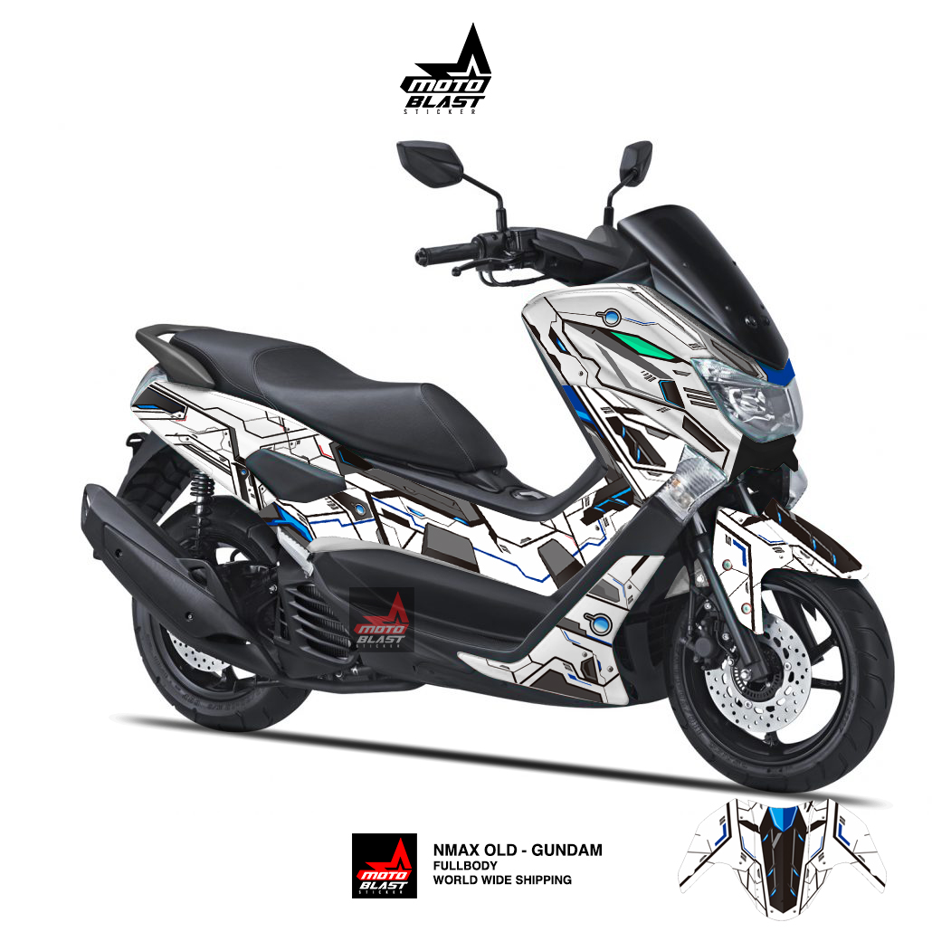 Modifikasi Striping Yamaha Nmax Old Gundam blue - MOTOBLAST