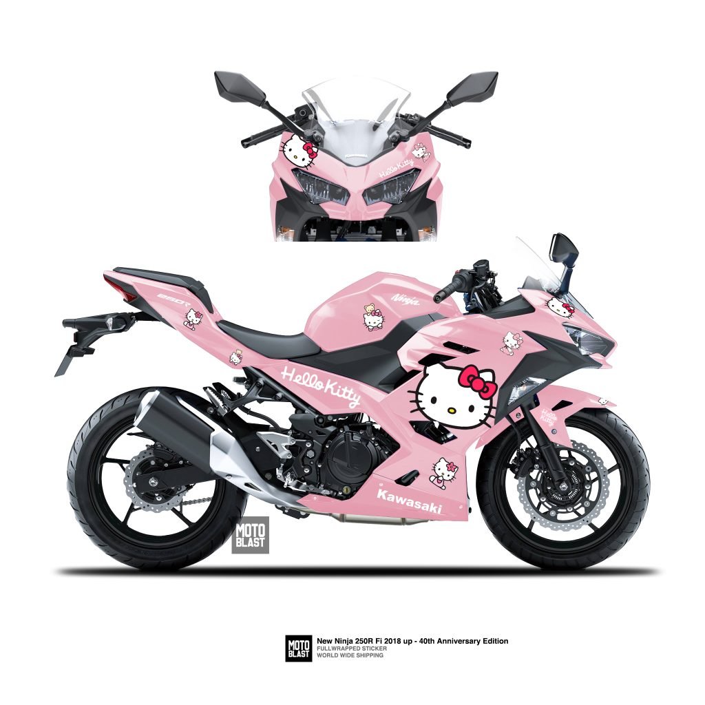 Modifikasi Striping New Ninja 250R Pink Hellokitty - MOTOBLAST