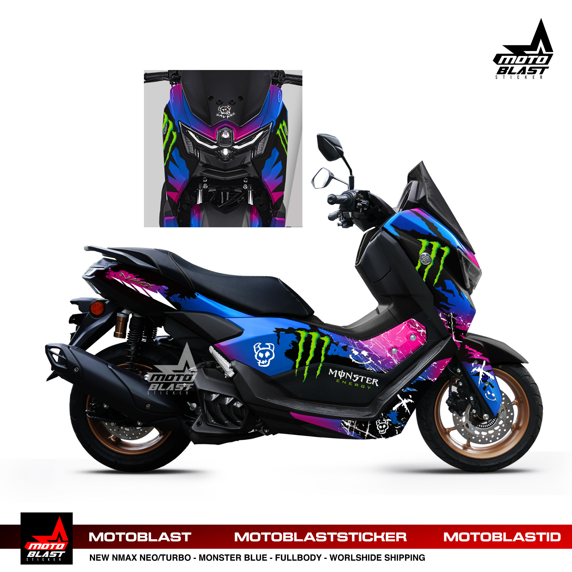 Modifikasi Striping Yamaha New Nmax Neo Turbo Monster Blue - MOTOBLAST