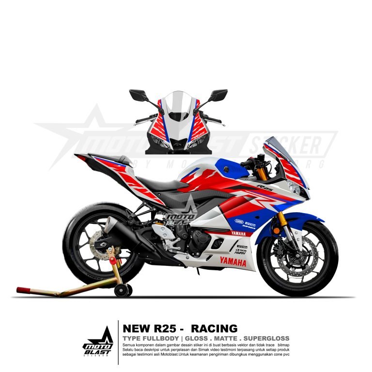 1 NEW R25 CUSTOM DESIGN SH WHITE BLUE