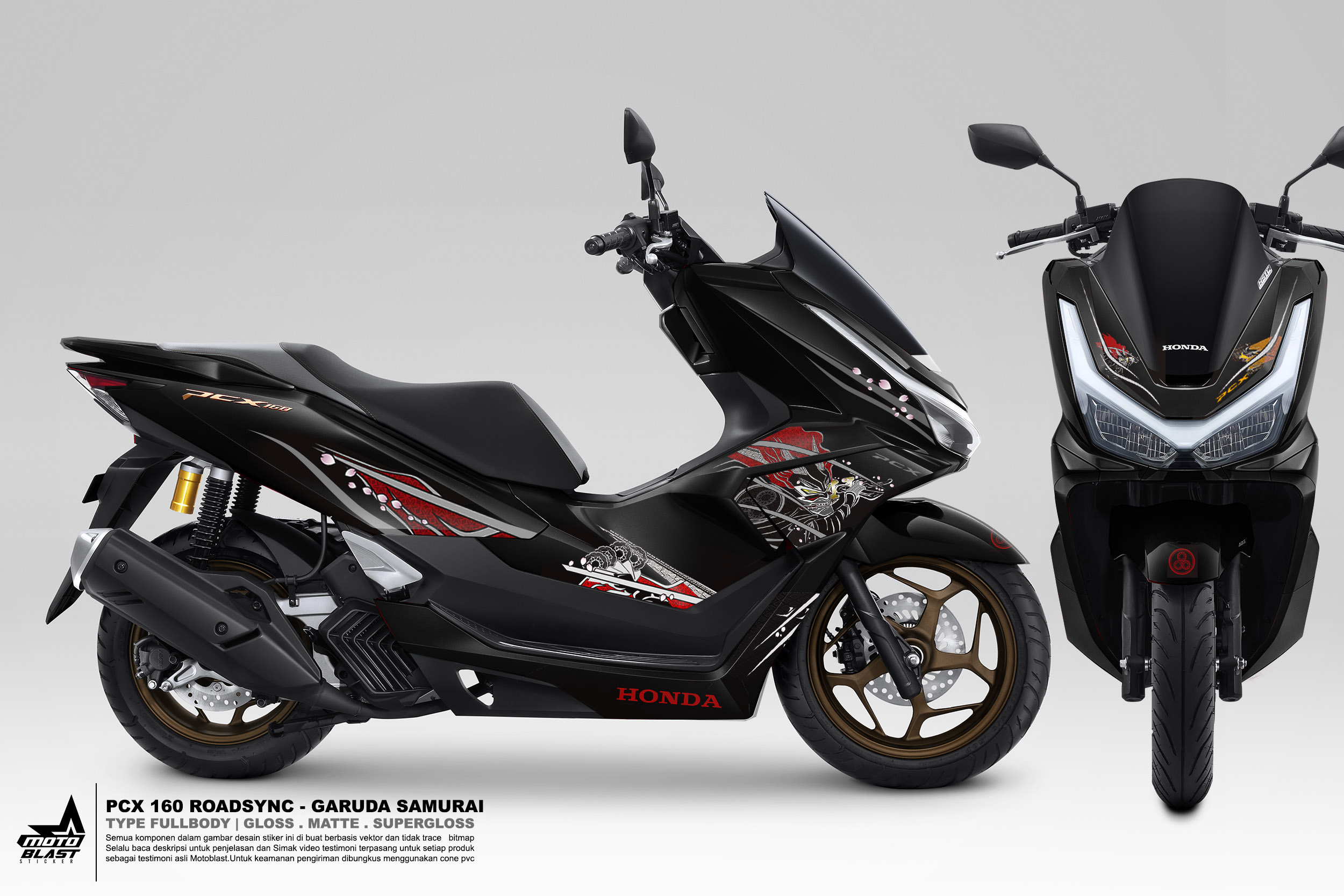 Modifikasi Striping Honda PCX 160 Roadsync Garuda X Samurai - MOTOBLAST