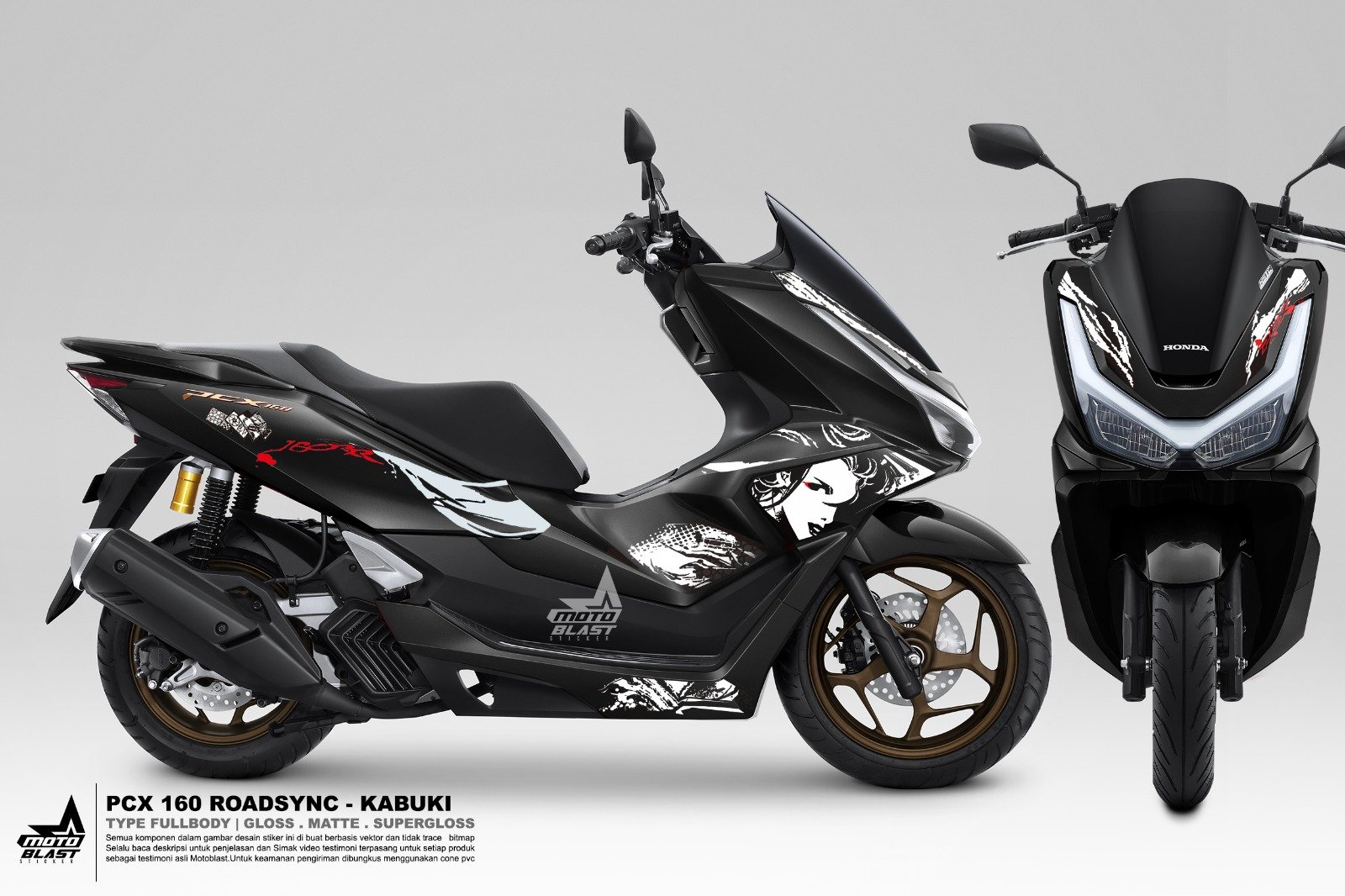 Customize Pcx Modifikasi Striping Honda Pcx 160 Roadsync tema Kabuki - MOTOBLAST