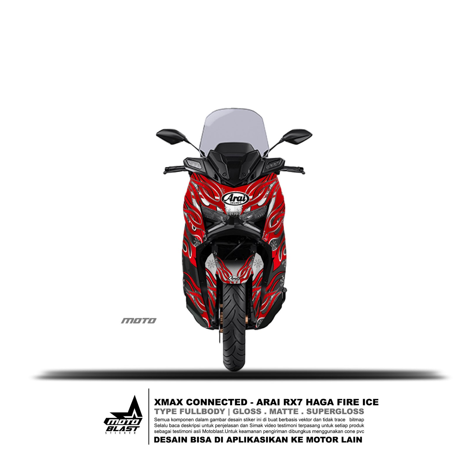 Modifikasi striping Yamaha Xmax Connected livery Arai RX7X Evo Fire and ...