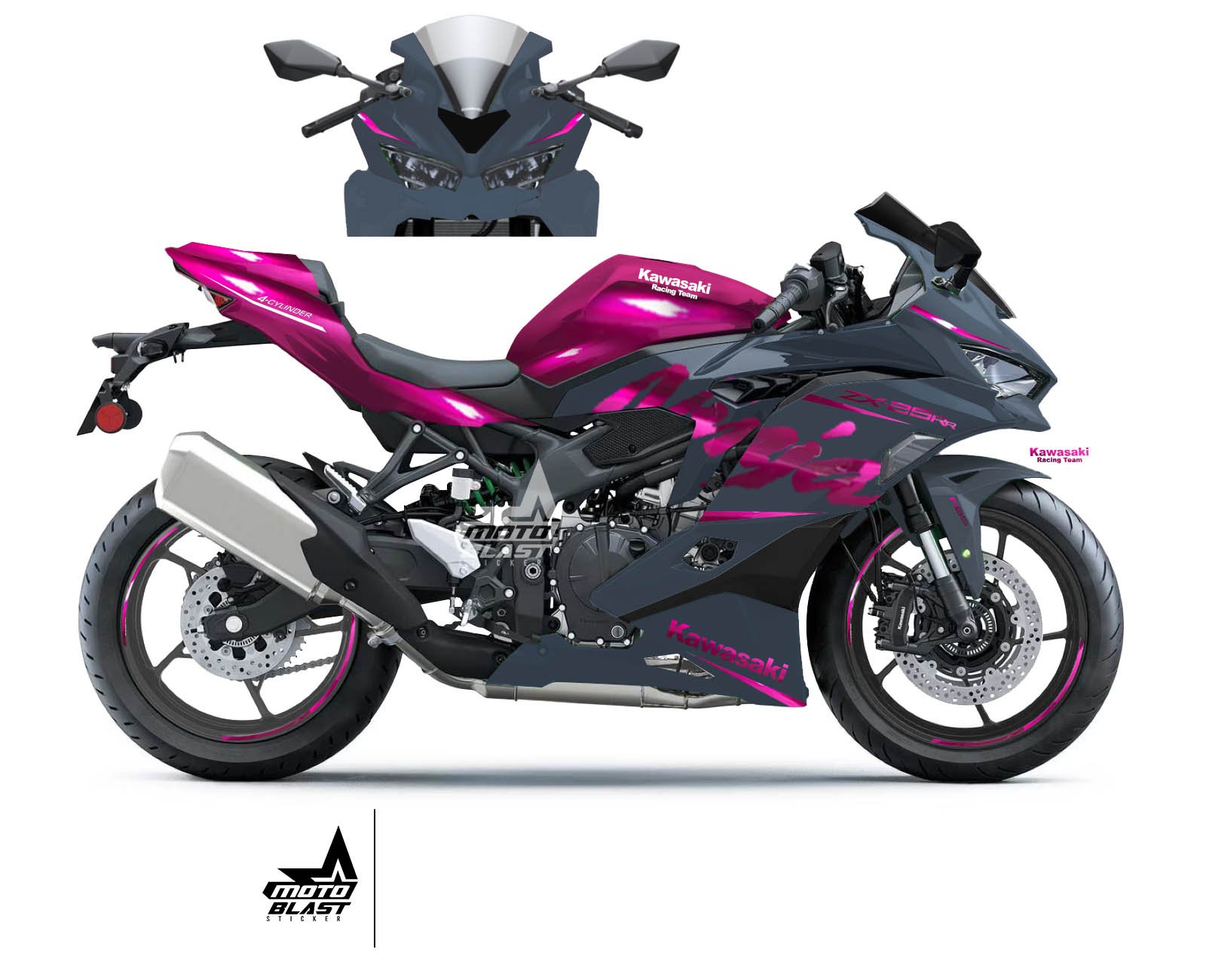 Modifikasi Striping ZX25R Pink candy Ninja Dark Grey - MOTOBLAST