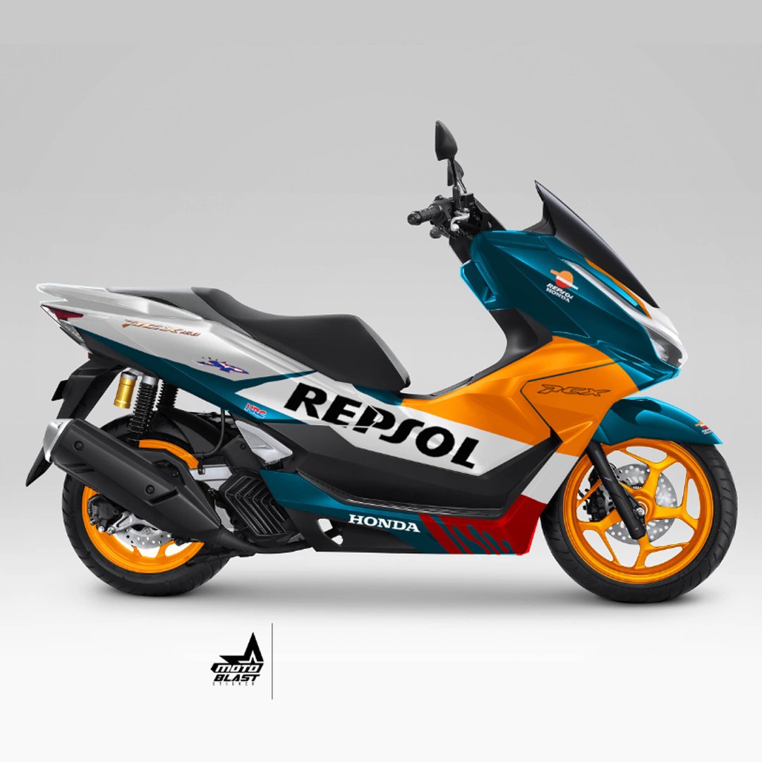 Pcx Modif Racing Modifikasi Striping Honda PCX 160 Roadsync Livery Repsol Nsr racing ...